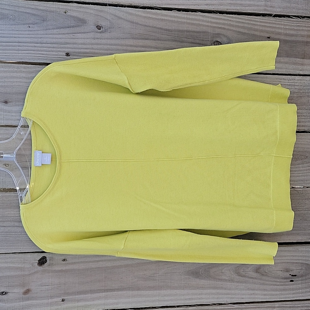 Chico's  Chartreuse (Light Lime green Yellow) Quater length Sleeve Sweater